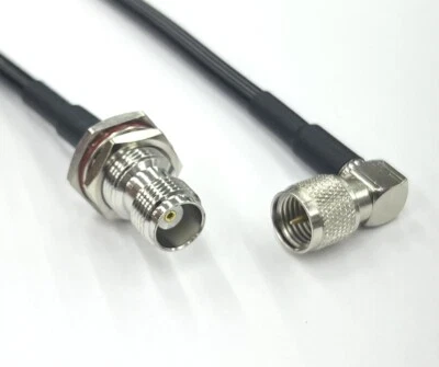 Mini UHF Male Angle to TNC Female BH Pick Length RG58 Coax Cable 50ohm USA Lot - Image 1 of 3