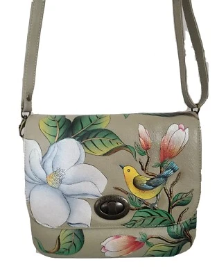 Bolso Bandolera Anuschka Cuero Pintado a Mano Sillín-Vintage Pájaros-NUEVO CON ETIQUETAS-Orig. $218 Foto 1 de 4