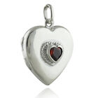 Silver - Love Romance 2 Photo New Heart Locket with Red Stone - 925 Sterling