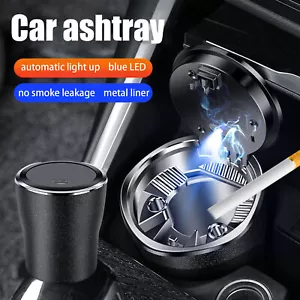 Car Ashtray With Lid Portable Tray Smokeless Ashtray with LED Light Car Trash - Picture 1 of 12