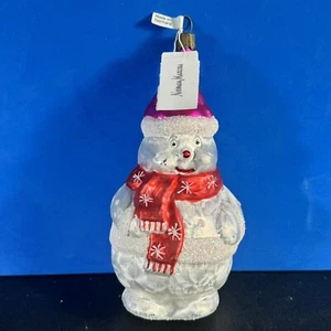 Neiman Marcus Snowman Blown Glass Christmas Tree Holiday Ornament 6” Germany - Picture 1 of 10