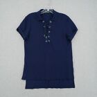 Polo Ralph Lauren T-Shirt Womens XS Extra Small Blue Hi-Lo Short Sleeve Casual