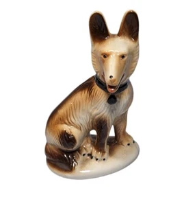 Vintage Ceramic Sitting German Shepherd Dog Figurine 8" Tall Made In Brazil - Picture 1 of 16