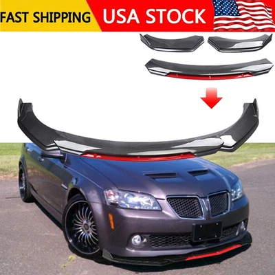 Carbon Fiber+Red Front Bumper Lip /Spoiler Splitter Kits For Pontiac G8 G6 GTO Foto 1 de 4