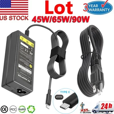 Lot USB C Type C for HP Chromebook Lenovo Acer Asus Samsung Power Laptop Charger - Image 1 of 4