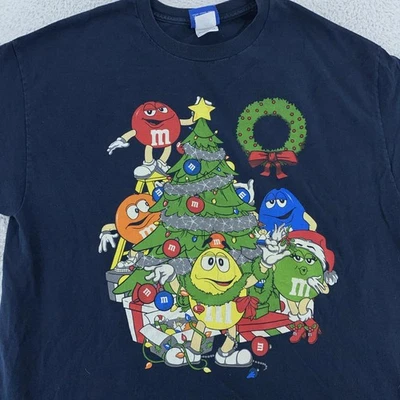 Vintage 90s M&M's Christmas Cartoon Shirt Mens XL Chocolate Candy Characters Tee - Image 1 of 4