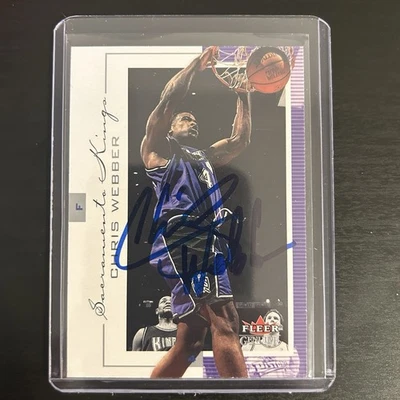 Tarjeta de Chris Webber firmada IP automática 2000-01 Fleer genuina #27 HOF Sacramento Kings Foto 1 de 2