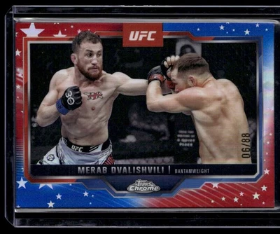 2025 Topps Chrome UFC #118 Merab Dvalishvili Red White Blue Refractor 06/88 SP - Image 1 of 2