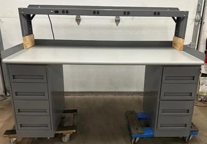 WORKBENCH 6' X 30" X 33" (TO COUNTER HEIGHT) X 52.5" OVERALL HEIGHT ITEM IS USED - Picture 1 of 2