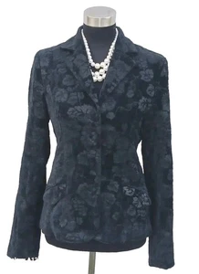 Vintage American Exchange "Eloise" Jacket Sz M Black Velvet Chenille Blazer 8 10 - Picture 1 of 8