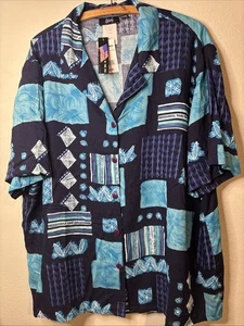 Camisa Top Tapiz De Colección Para Mujer 2X Abotonada EE. UU. Nueva Con Etiquetas 100% Rayón - Imagen 1 de 6