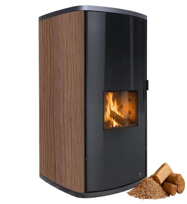 FUEGO Kombi Kaminofen Modular Hybrid Holz Pellet wasserführend Nussbaum 20-34 kW - Bild 1 von 4