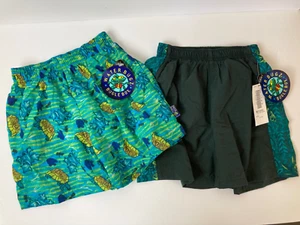 (2) Little Boys Bugle Boy Water Bugz Swim Trunks Green Blue Turtle Frogs Size L - Picture 1 of 20