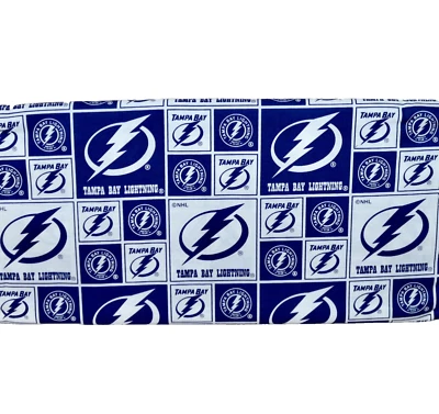 Tampa Bay Lightning ~ Block Pattern NHL Cotton Fabric 1/4 Yard 9” X 44” New - Image 1 of 4