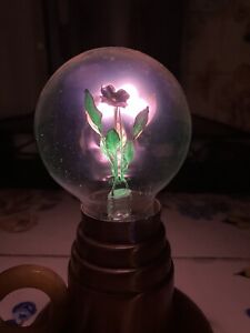 Vintage 1930's 1940's Aerolux Flowers Light Bulb & Original Lamp Purple Green
