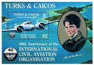 Turks & Caicos 1985 Amelia Earhart AVIATION ICAO s/S Sc#660 neuf PLANES - Picture 1 of 1