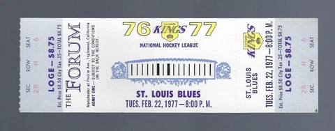 DIONNE GOAL / VACHON SHUT OUT - VINTAGE 1977 BLUES @ KINGS FULL HOCKEY TICKET Cover