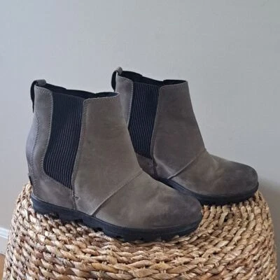 Sorel Mujer Joan of Arctic II Gris Cantera Cuero Nubuck Botines Cuña S-9 Foto 1 de 4