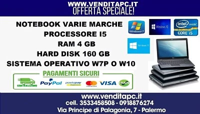 NOTEBOOK COMPUTER PORTATILE USATO RICONDIZIONATO CPU I5 RAM 4 GB HDD 160 GB W10P - Immagine 1 di 4
