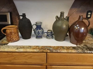 Antique Westerwald Pitcher Cobalt Celebration Jug Ovoid Rare German Folk Art - Picture 1 of 12
