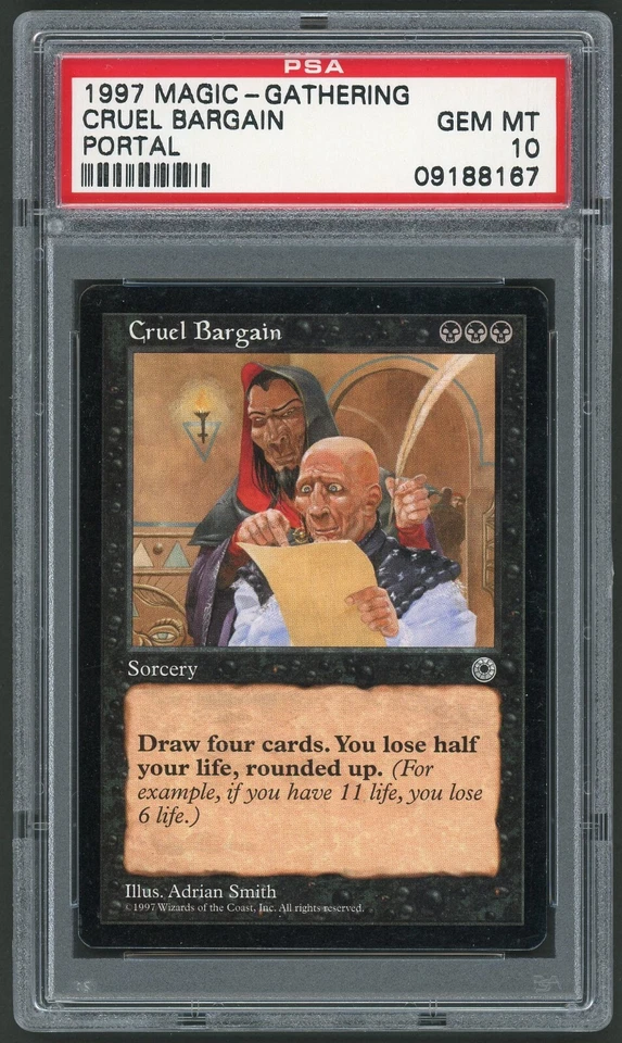 1997 MTG Magic the Gathering Portal Cruel Bargain PSA 10 Gaming Card TCG - Image 1 of 2