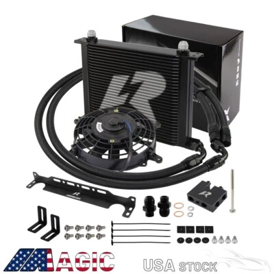 30 Row Oil Cooler Kit For BMW N54 135i E82 E90 335i 335xi E92 335is +7'' Fan - Image 1 of 4