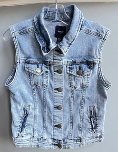 Girls GAP Jean Denim Vest Light Wash Size XXL Snap Closure - Picture 1 of 5