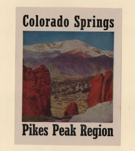 Vintage Travel Destination Window Sticker Label COLORADO SPRINGS PIKES PEAK - Bild 1 von 1