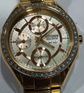 8637-S082862 CITIZEN ECO-DRIVE GOLDEN TONE LADIES WATCH C2-94 - Picture 1 of 19