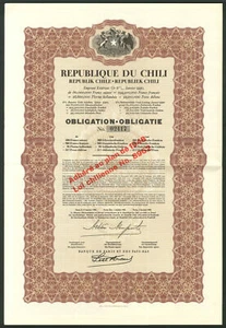 Chile: 1930 6% Exterior Gold Loan, 200 Swiss francs - Picture 1 of 1