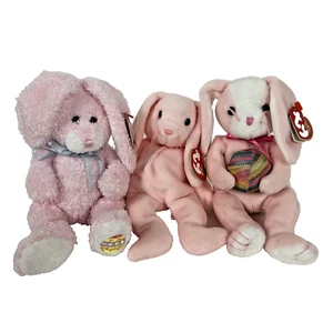 Easter Ty Beanie Babies Bunny Rabbits Hippily Hoppity Eggerton Lot of 3 - Picture 1 of 17