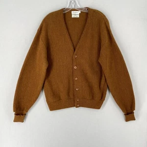 Vintage 50s/60s Mens Alpaca Wool Cardigan Sweater Size Large Brown Grunge Cobain - Picture 1 of 14