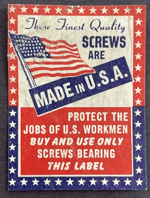 Screws Made in U.S.A Protect US Workmen Stamp - Image 1 of 2