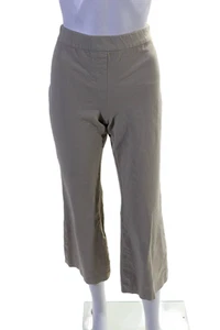 Theory Womens Elastic Waistband Mid Rise Wide Leg Cropped Pants Beige Size 6 - Picture 1 of 6
