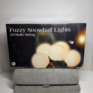 NEW Fuzzy Snowball Lights Christmas 10 + 10 = 20 Lights White 20 Bulbs Costco - Picture 1 of 6