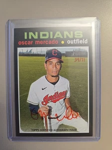 2020 Topps Heritage High Number OSCAR MERCADO Real One Auto RED INK 39/71  - Picture 1 of 2