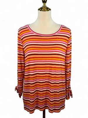 Top de mujer Loft Outlet a rayas multicolor cuello redondo manga 3/4 rayas talla M Foto 1 de 4