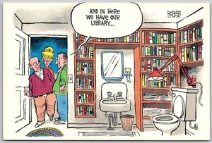 Bibliothek im Badezimmer (6 x 4 Zoll) Radikal Rogers Humor - Postkarte - Bild 1 von 2