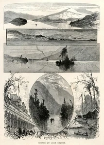  Lake George, New York, Historic America, 1870s Antique Engraving - Picture 1 of 4