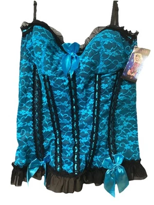 Corsé Bustier de encaje lazos azul aguamarina negro para mujer 3X nuevo con etiquetas solo sexy Foto 1 de 4