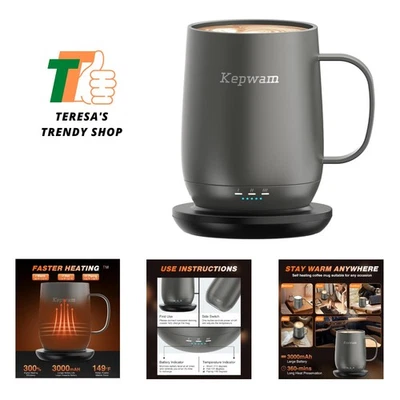 Taza de café autocalentable T2, taza de café inteligente calentada de 16 oz, duración de batería de 150 minutos... Foto 1 de 4