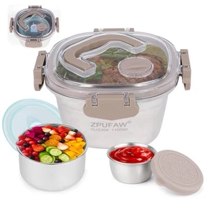 3Pcs 37oz Bento Box Sets Stainless Steel 304 Food Containers Including Snack - Picture 1 of 6