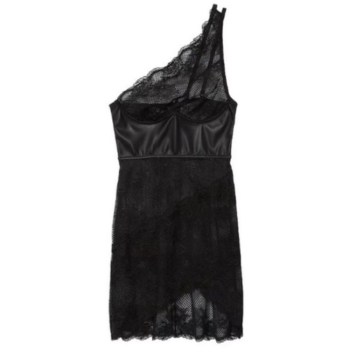UNDERCOVER Nuovo! Victoria's Secret abito corsetto a rete in ecopelle nero 31612
