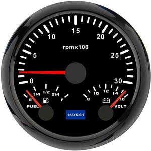 85mm Tachometer 3000RPM Fuel Gauge 240-33ohms Voltage 7 Colors LED For Car Boat - Picture 1 of 14