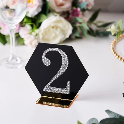 4" de altura PRATA número 2 strass autoadesivo adesivos preciosos suprimentos para casamento - Imagem 1 de 4