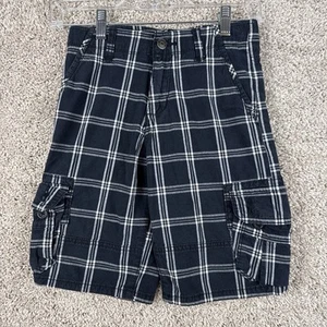 Wrangler Boys Cargo Shorts Size 10 Black Plaid Wrangler Flex Waistband - Picture 1 of 9