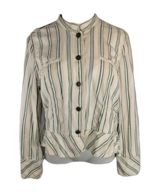 Chaqueta Blazer Mujer CALVIN KLEIN Talla LG Estampado Inverso Peplum Rayas Marfil Foto 1 de 4