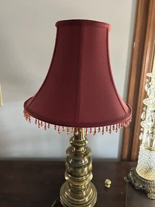 Burgundy Lamp Shade With With Beads - Picture 1 of 8