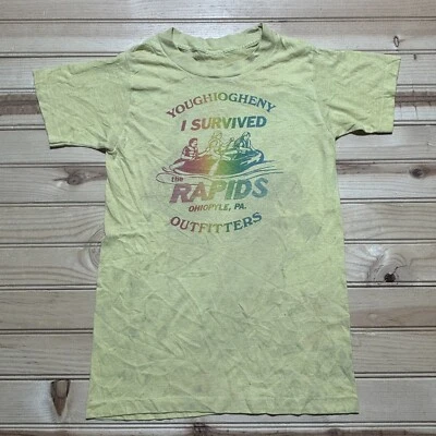 Vintage 70s 80s I Survived The Rapids Youghiogheny Outfitters Shirt Size S/M - Image 1 of 4
