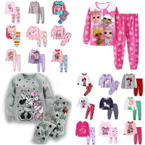 Kids Toddler Girls 2Pcs Long Sleeve Character Pyjamas Pjs Set Nightwear Outfits - Picture 1 of 23